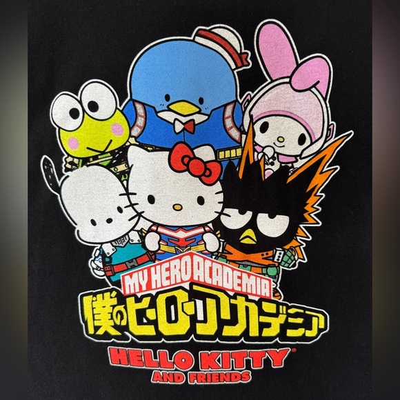 My Hero Academia x Hello Kitty and Friends T-Shirt Black Size Small - Picture 2 of 4